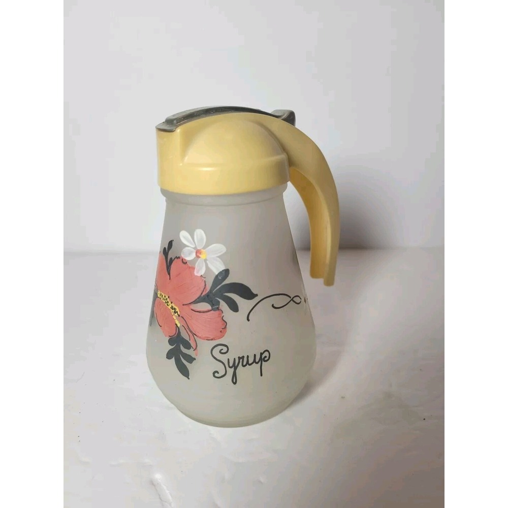 Vintage‎ Hazel Atlas Waffle Syrup Dispenser Poppy Flower